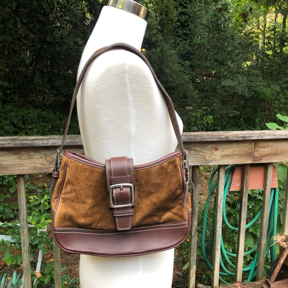 Suede Coach shoulder bag